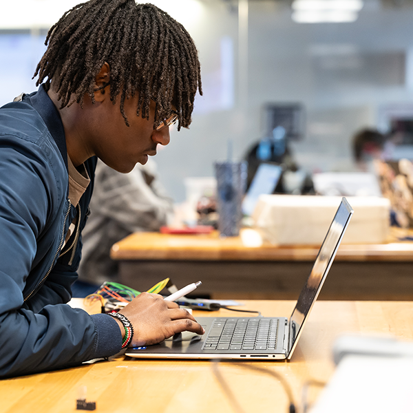Student on computer